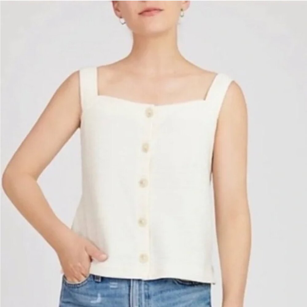 NWT - J.Crew Textured Button Front Square Neck Tank OBO